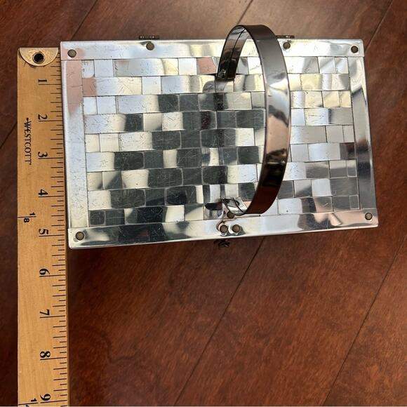 Vintage Dorset Rex 50s Silver Metal Basket Weave Lattice Box Purse - Picture 15 of 16